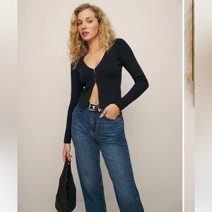 Reformation Kaitlyn Cotton Cardigan Black - Size S